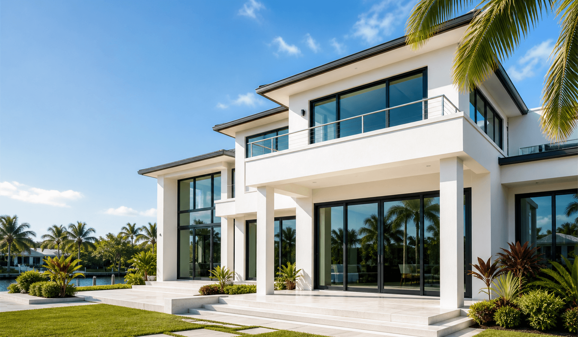 Modern South Florida home with impact glass windows and doors